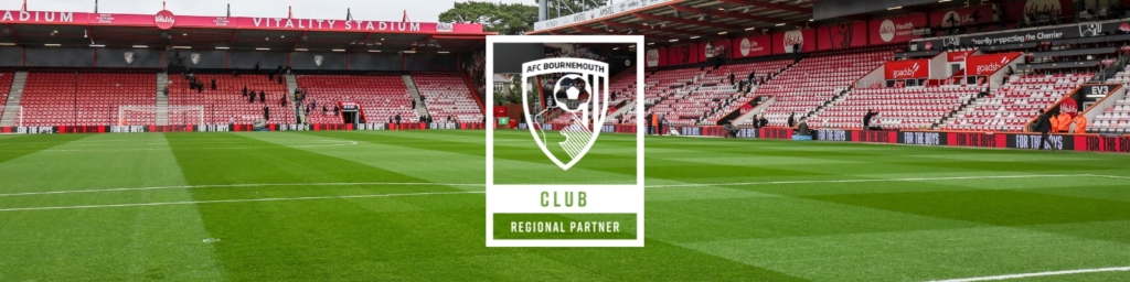 An image of Vitality Stadium with the AFC Bournemouth CLUB regional partner logo overlaid